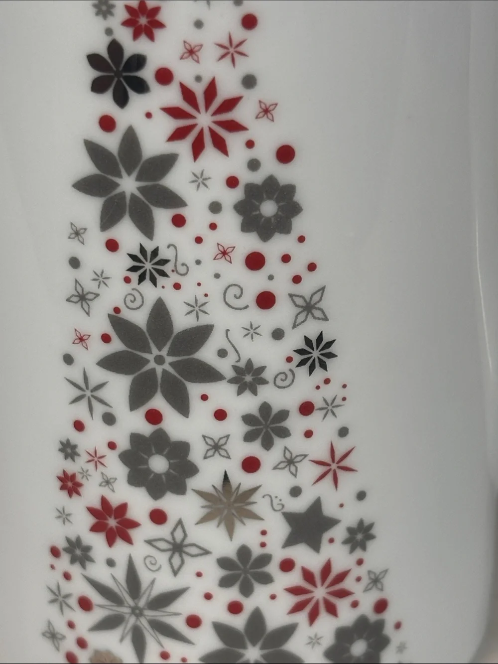 Tall Christmas Mug Red Gray Floral Tree Holiday Coffee Cup 6”